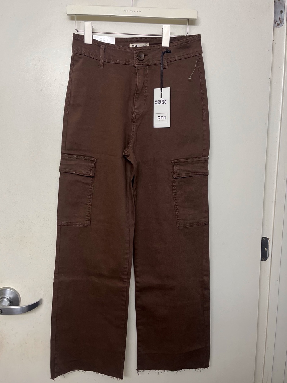 Womens Oat New York Brown Wide-Leg Cargo Pants